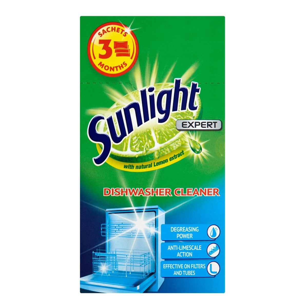 Sunlight Expert Dishwasher Cleaner środek do czyszczenia zmywarki Lemon Fresh 3szt 120g