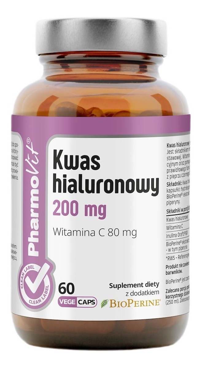 Kwas hialuronowy 200mg suplement diety 60 Kapsułek
