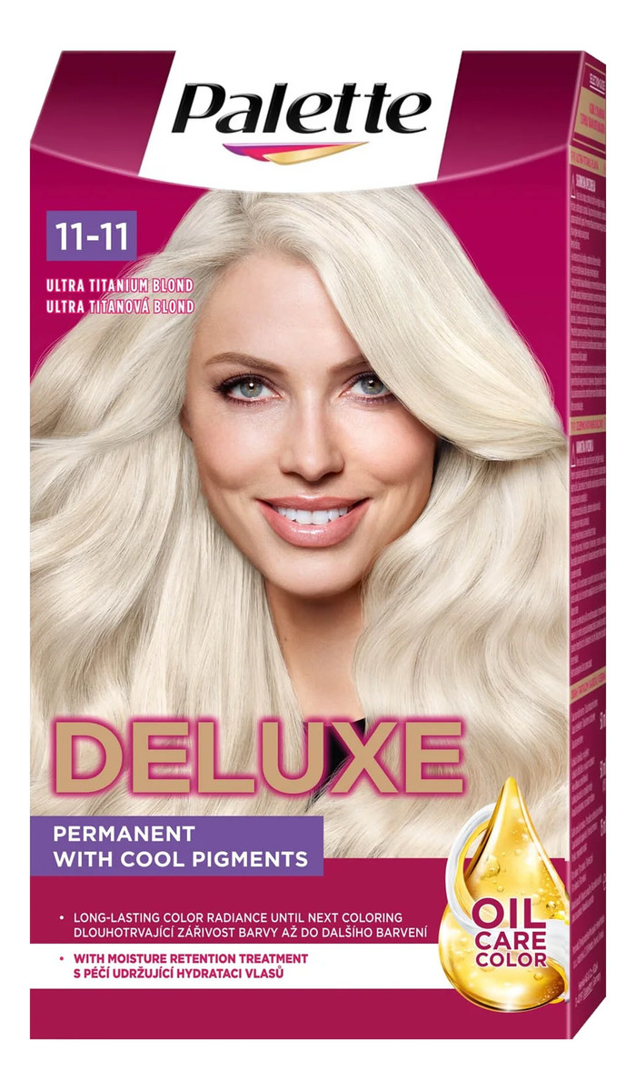 Deluxe oil-care color farba do włosów trwale koloryzująca z mikroolejkami 11-11 ultra tytanowy blond