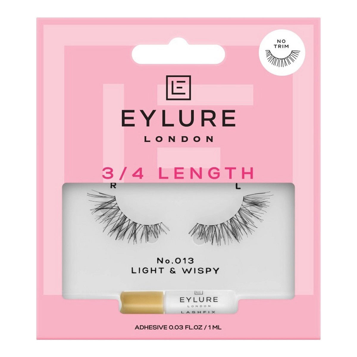 Eylure 3/4 length lashes sztuczne rzęsy z klejem efekt unikalnego podkreślenia no. 013