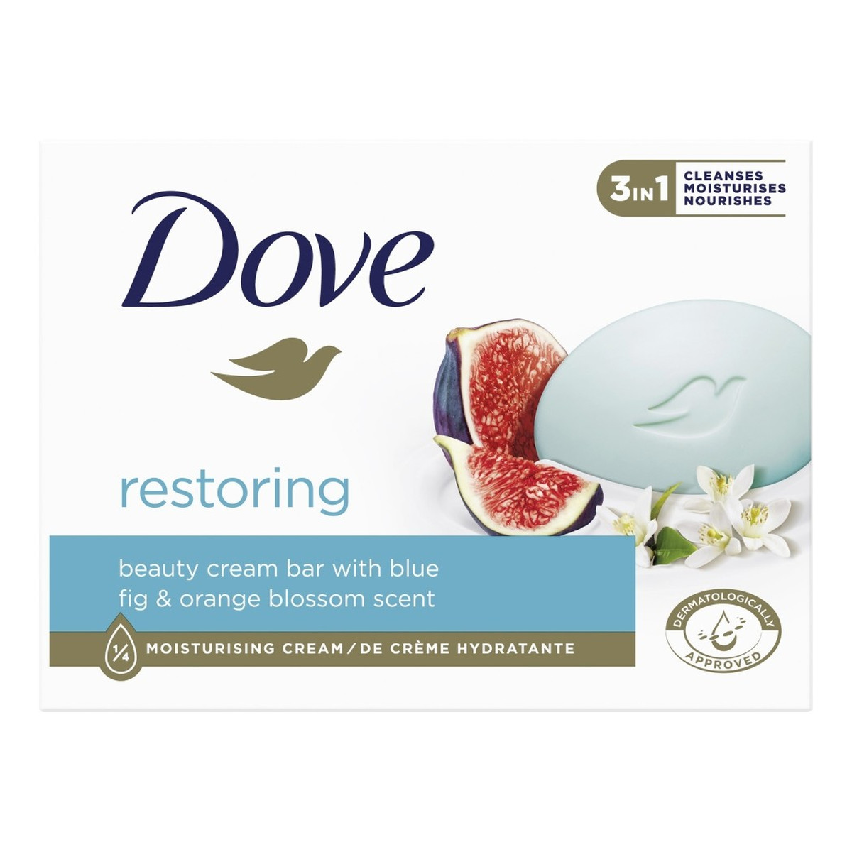 Dove Odbudowujące Mydło w kostce 3in1 - Blue Fig & Orange Blossom 90g