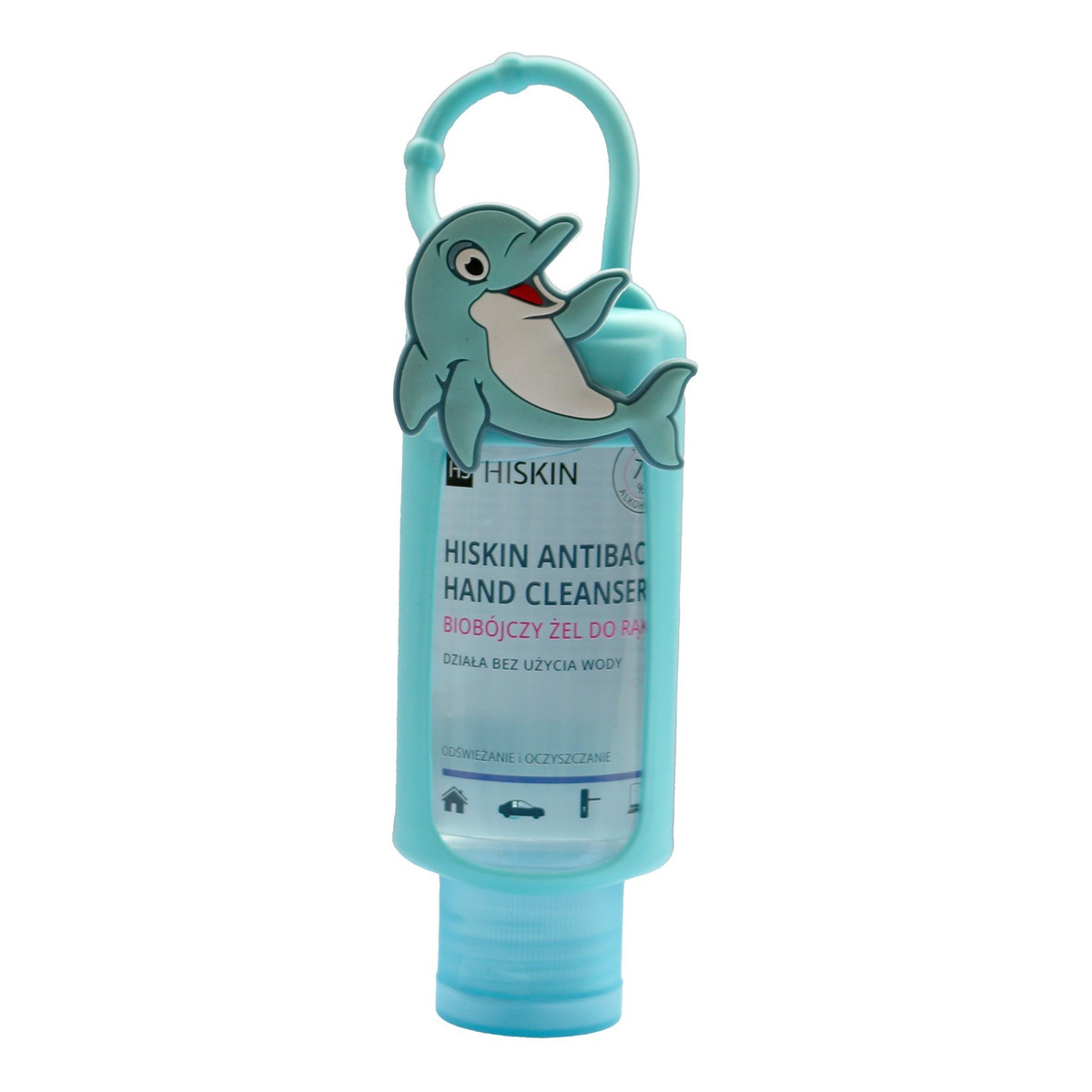 Hiskin Antibac hand cleanser+ biobójczy Żel do rąk o zapachu owoców leśnych-delfin (butelka 75ml+etui)