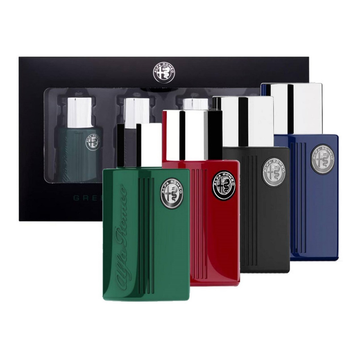 Alfa Romeo Mini Gift Set Zestaw green woda toaletowa 15ml + black woda toaletowa 15ml + blue woda toaletowa 15ml + red woda toaletowa 15ml