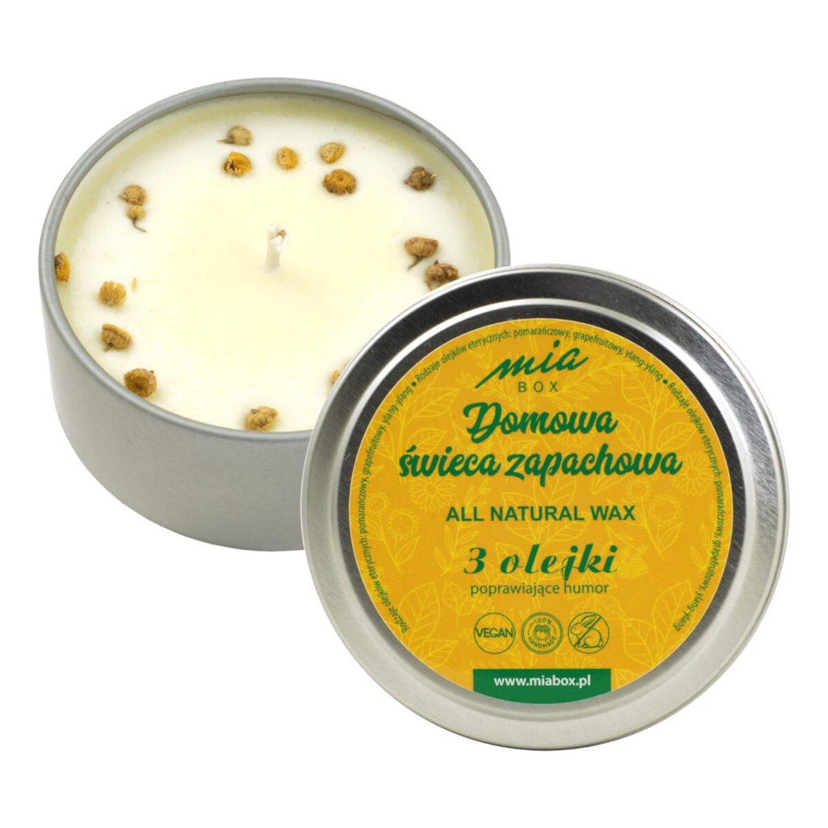 Mia Box Świeca sojowa 3 Olejki - Poprawiająca Humor 160g