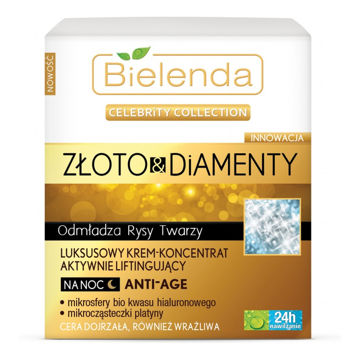 Bielenda Złoto & Diamenty Celebrity Collection Luksusowy Krem Koncentrat Aktywnie Liftingujący Na Noc 50ml