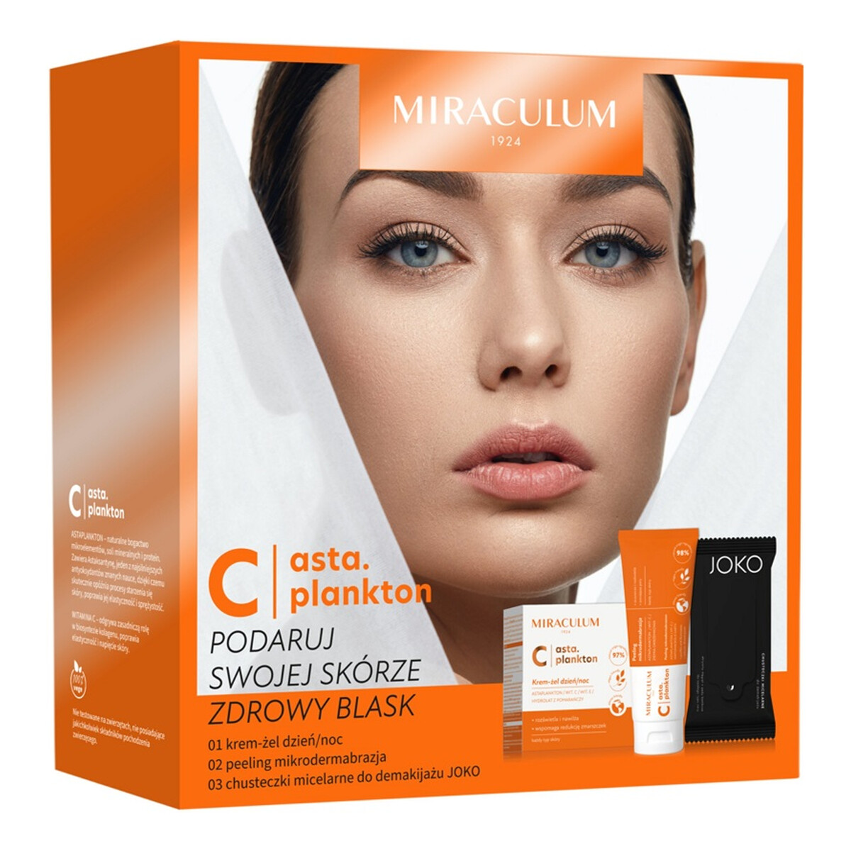 Miraculum Asta.Plankton C Zestaw krem-żel dzień/noc 50ml + peeling mikrodermabrazja 100ml + chusteczki micelarne do demakijażu 15szt