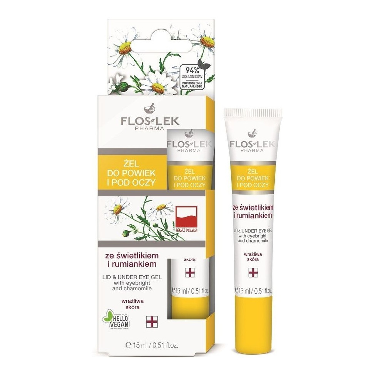 FlosLek Pharma Żel Do Powiek i Pod Oczy Ze Świetlikiem Lekarskim i Rumiankiem 15ml