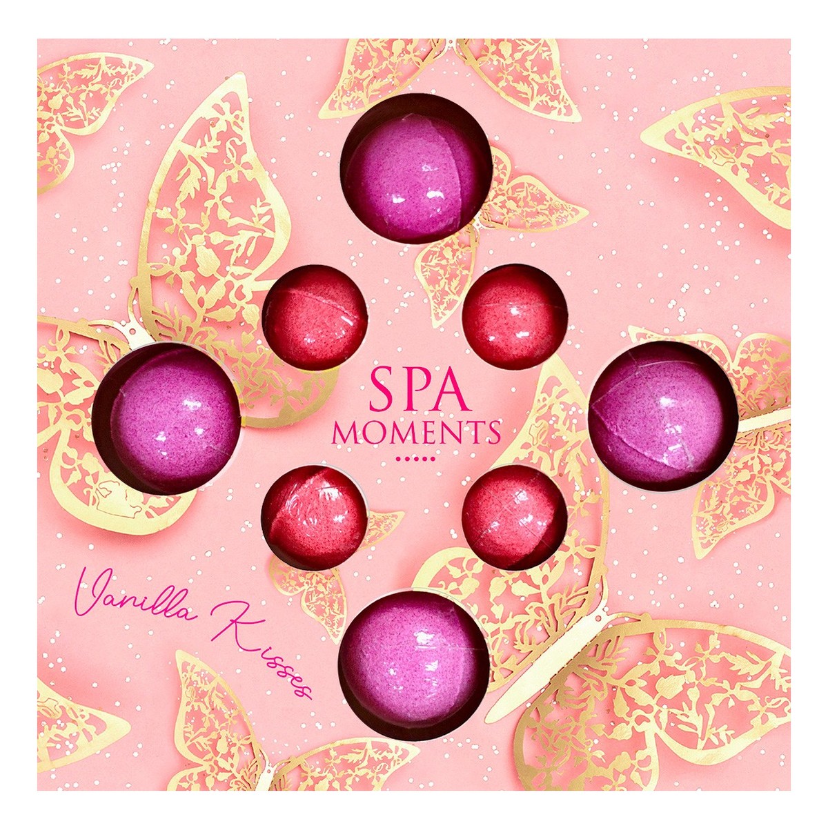 Spa Moments Zestaw kul do kąpieli wanilla kisses 4x30g, 4x20g-pomarańczowe 80g