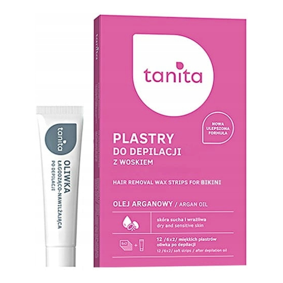 Tanita Plastry z woskiem do depilacji bikini z olejem arganowym 12szt