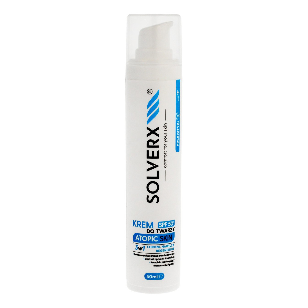 Solverx Atopic Skin Krem do twarzy 3w1 z SPF50+ - skóra atopowa 50ml