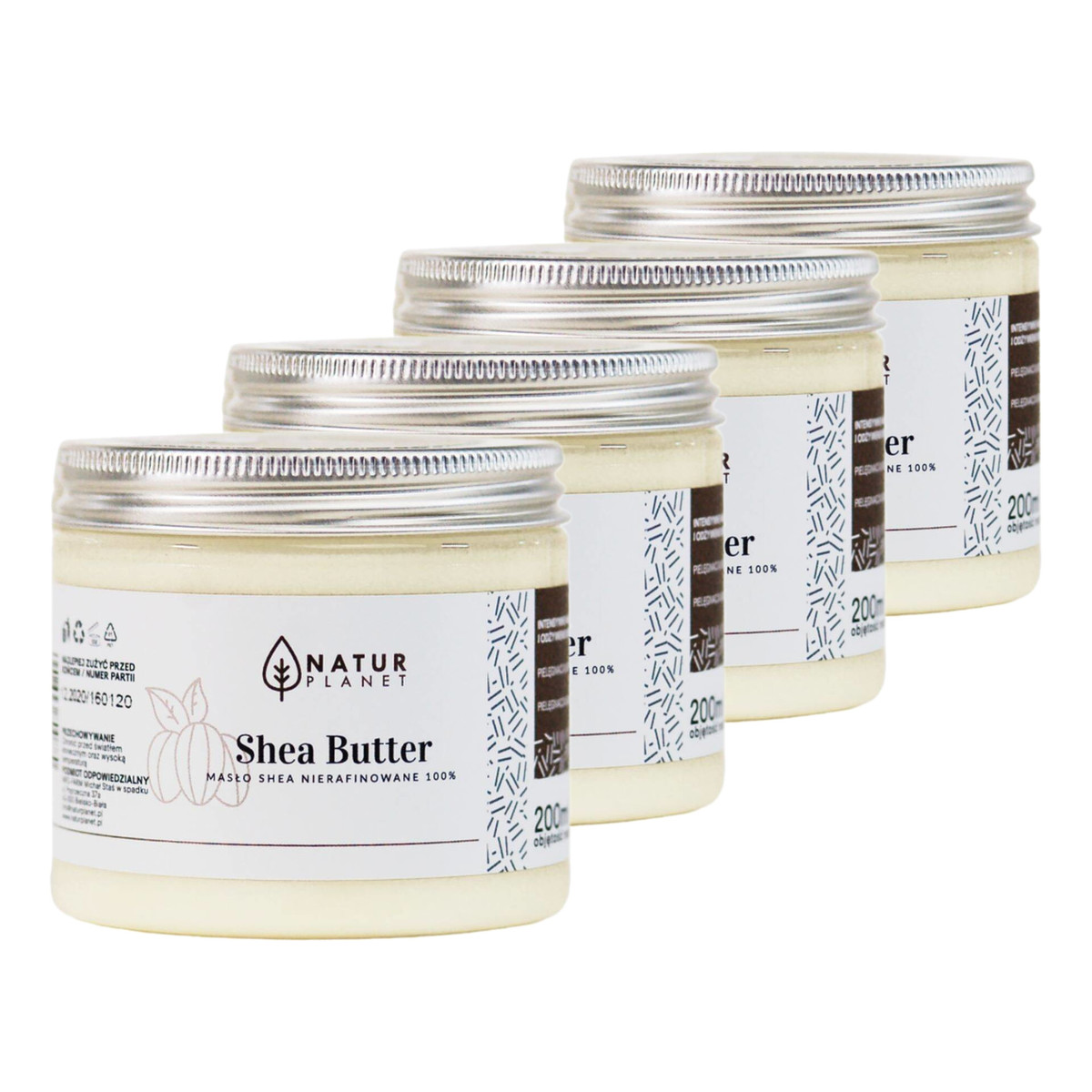 Natur Planet Nierafinowane Masło Shea do ciała 4x200ml