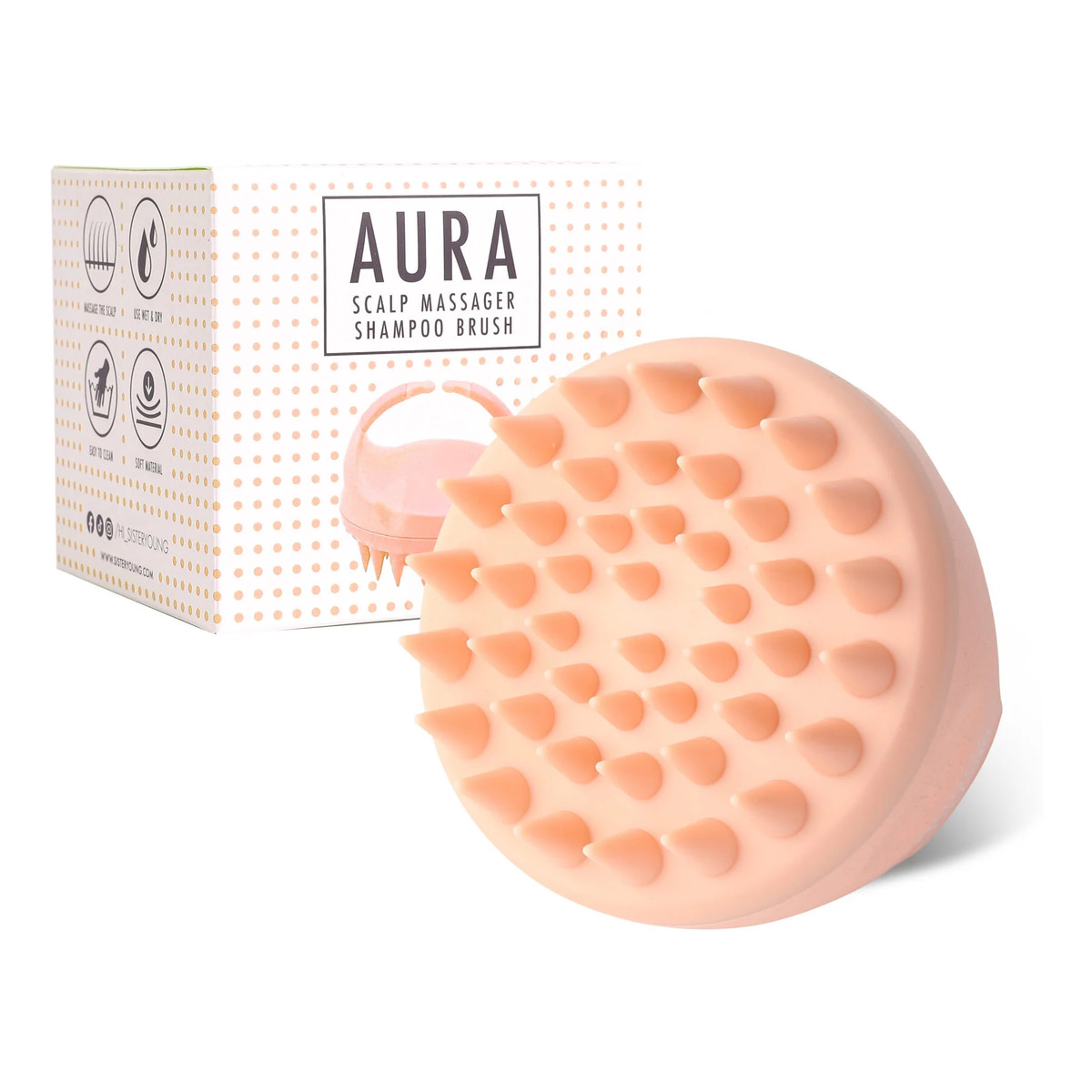 Sister Young Aura Scalp Szczotka do masażu i mycia głowy Nude Pink