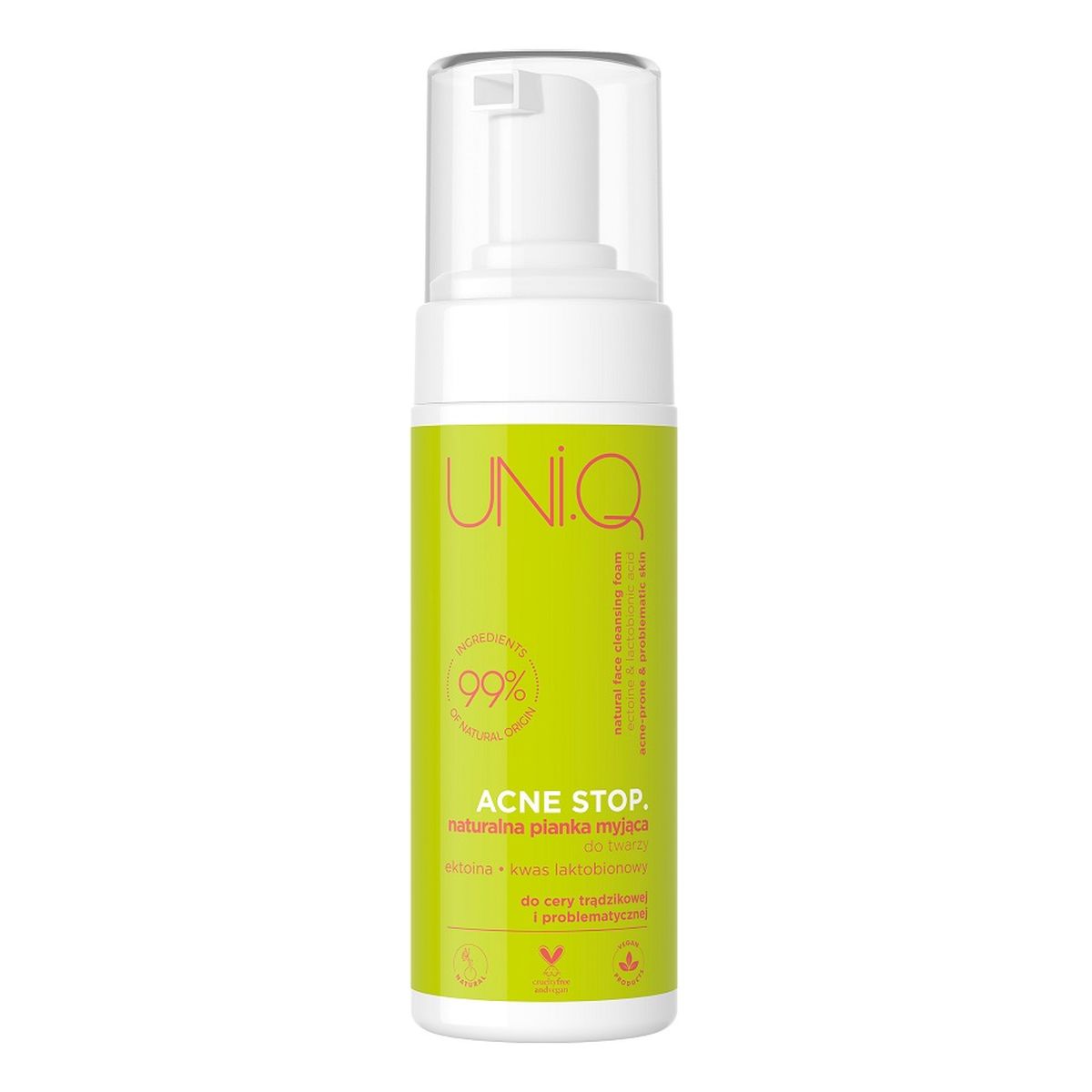 UNI.Q Acne stop. naturalna pianka myjąca do twarzy 150ml