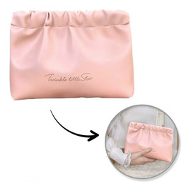 Kosmetyczka, saszetka na kosmetyki, wkładki, ekoskóra rozm m różowa ks145r