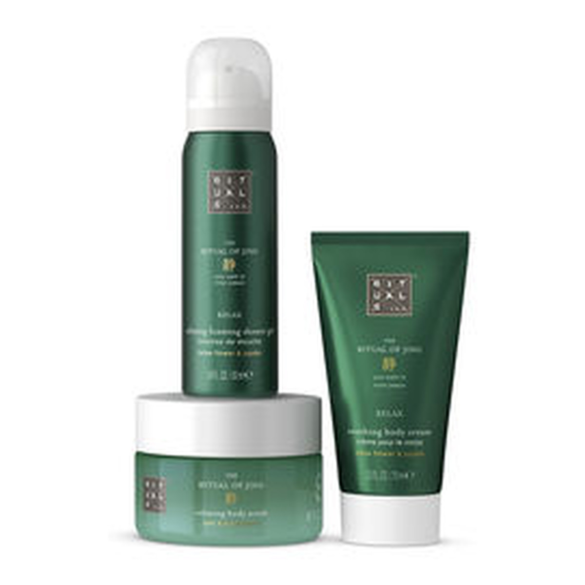Rituals The Ritual of Jing peeling do ciała 125gr + krem do ciała 70ml + pieniący żel pod prysznic 50ml