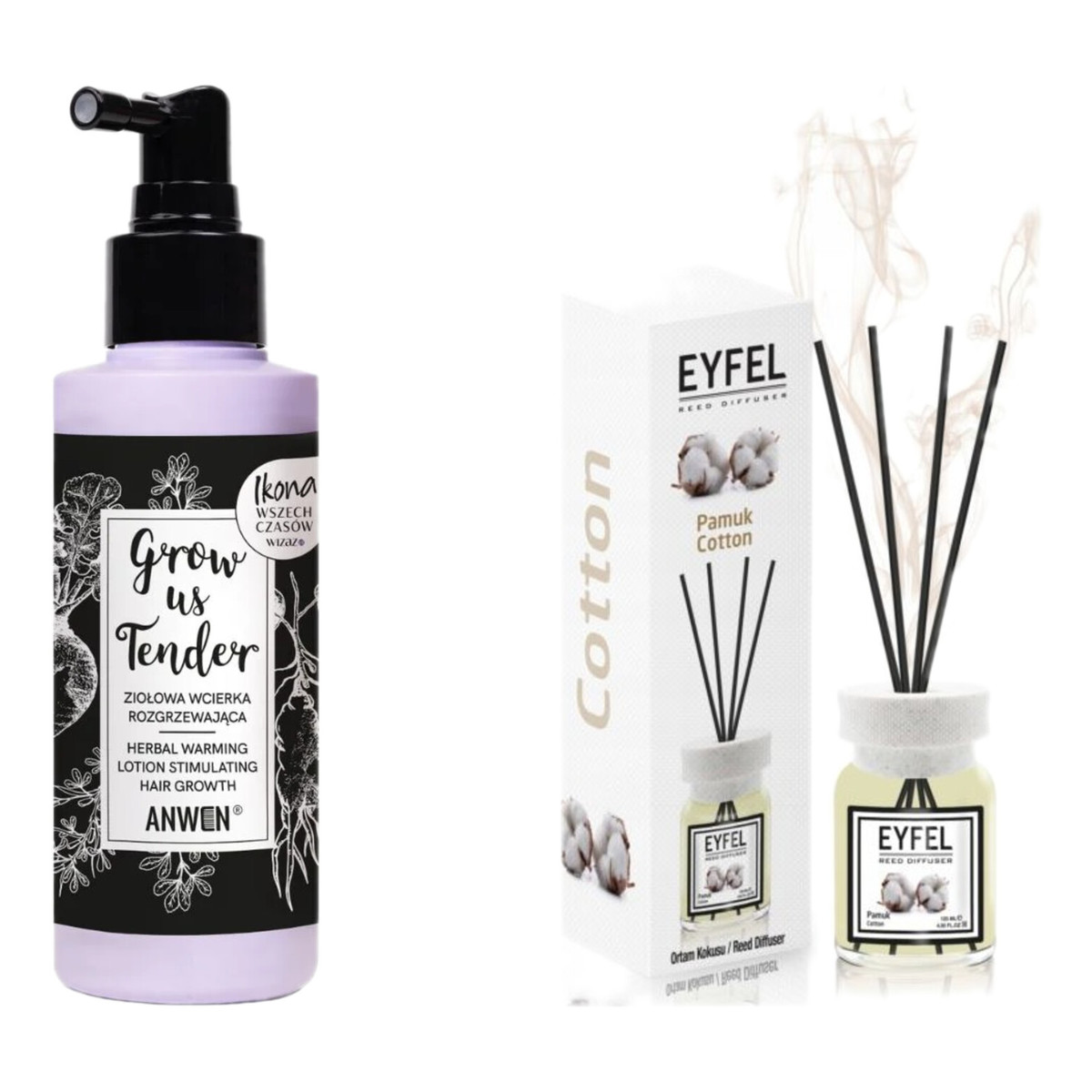 Anwen Grow me tender ziołowa wcierka na porost i wypadanie włosów 150ml + Eyfel Dyfuzor Bawełna 120ml