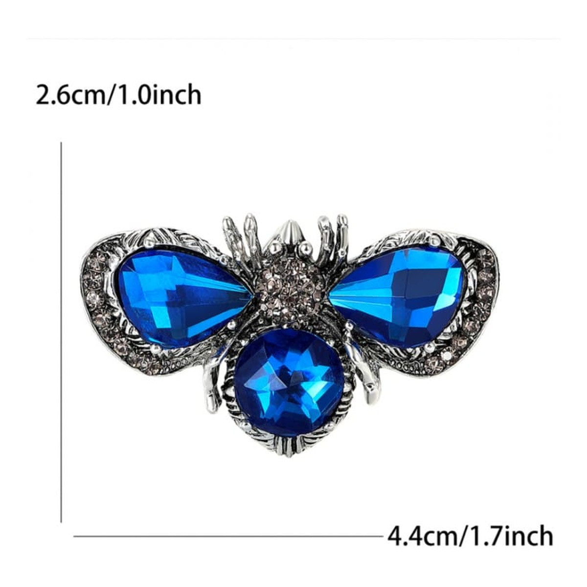 Ecarla Broszka ozdobna - błękitny owad kryształy BZ223