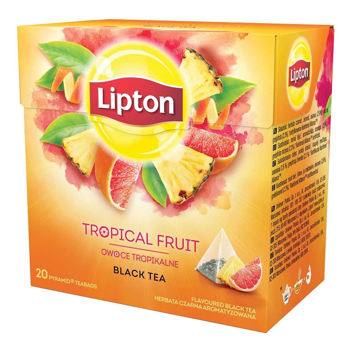 Lipton Black Tea herbata czarna aromatyzowana Owoce Tropikalne 20 piramidek 36g