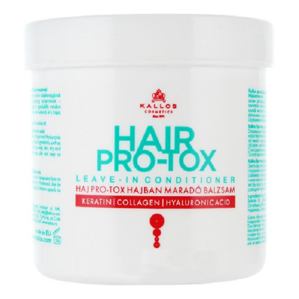 Kallos Hair pro-tox leave-in conditioner odżywka do włosów z keratyną kolagenem i kwasem hialuronowym 250ml