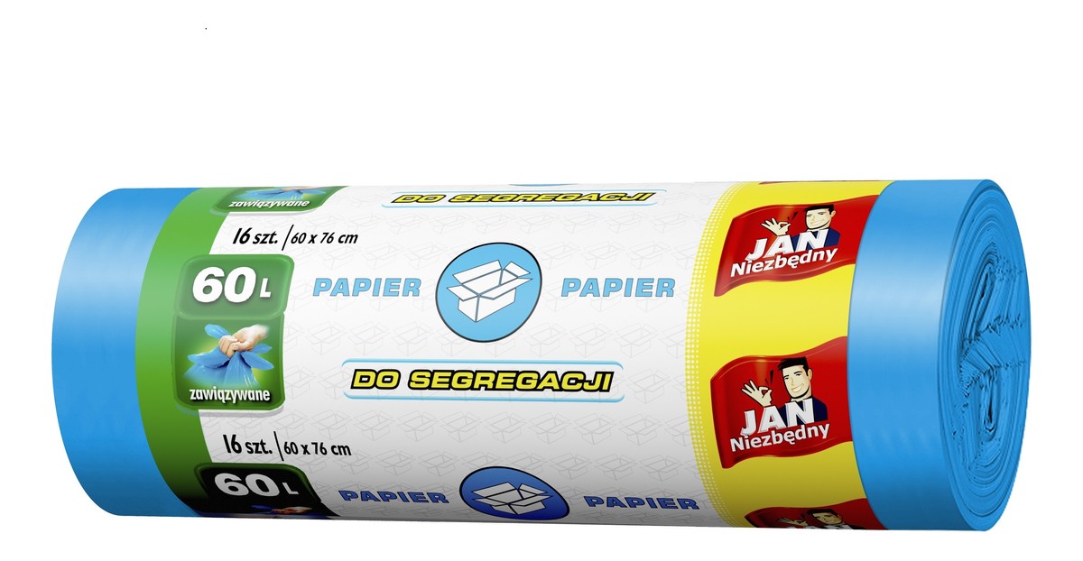 Worki do segregacji śmieci niebieskie - na makulaturę papier 60l - 16 szt.