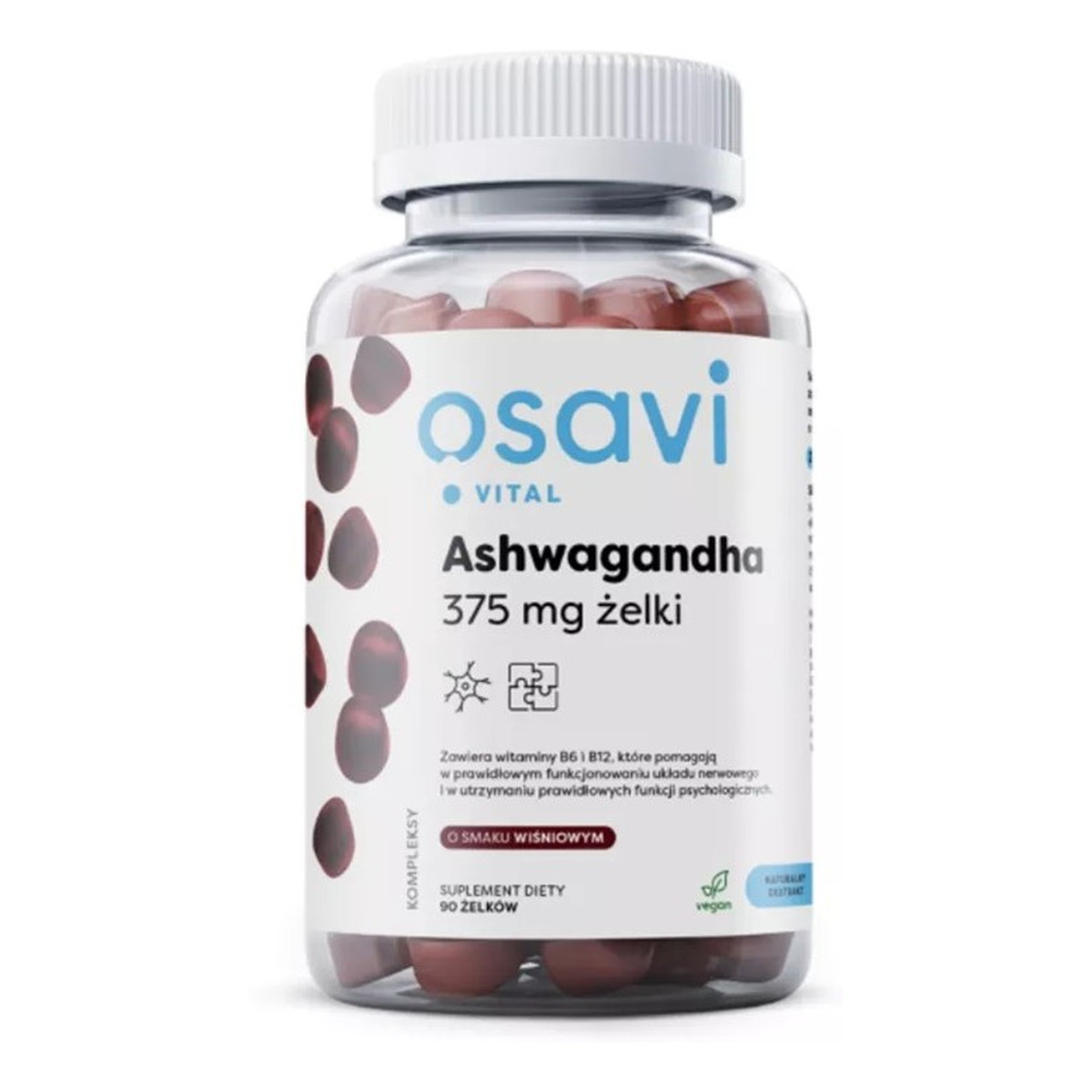 Osavi Ashwagandha 375mg suplement diety o smaku wiśniowym 90 Żelek