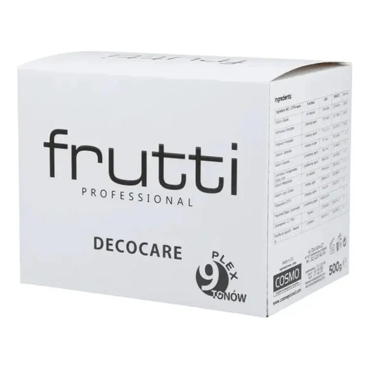 Frutti Professional Decocare plex rozjaśniacz do włosów 9 tonów 500g 500g