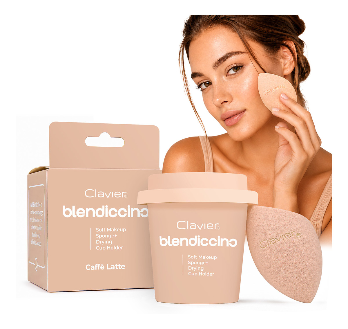 Blendiccino gąbeczka ścięta do makijażu + etui Kubeczek Caffe Latte