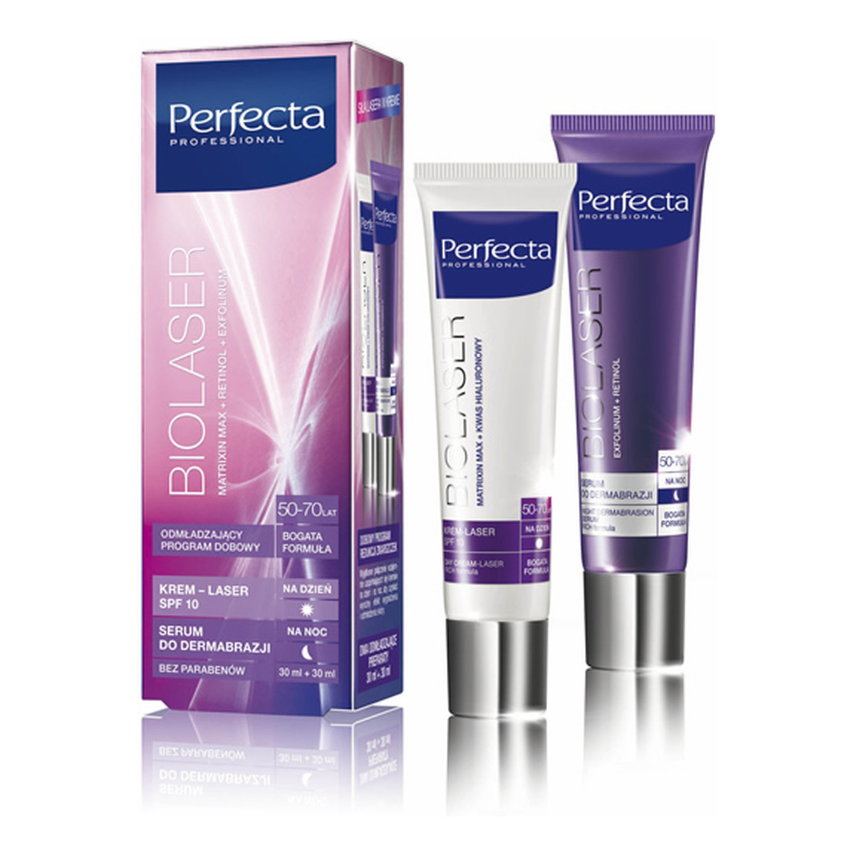 Perfecta Professional Biolaser Krem-Laser SPF 10 Na Dzień + Serum Do Dermabrazji Na Noc Bogata Formuła 60ml