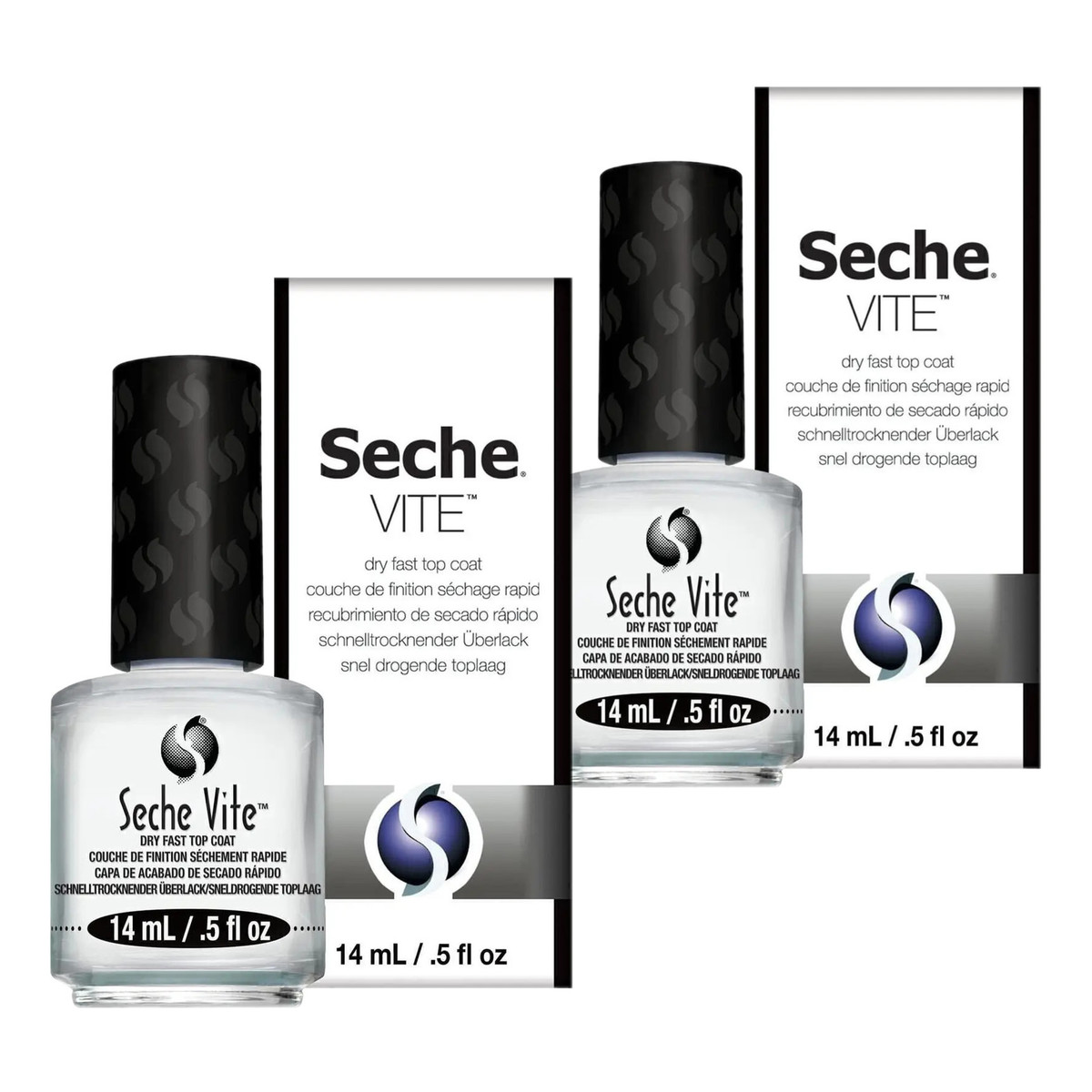 Seche Top Coat Vite Żelowy Szybkoschnący Utwardzający Lakier Nawierzchniowy 2x14ml