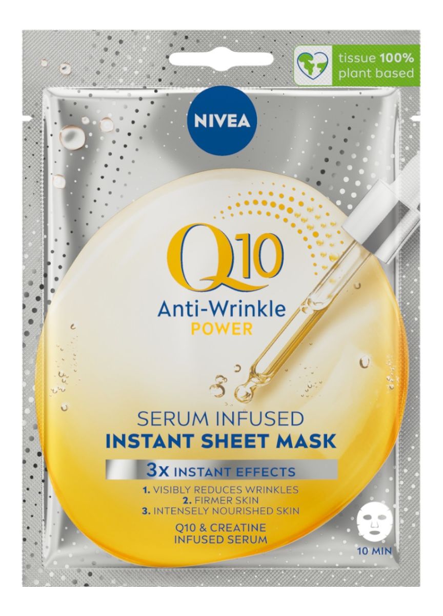 Q10 maska w płachcie z serum przeciwzmarszczkowym 1szt