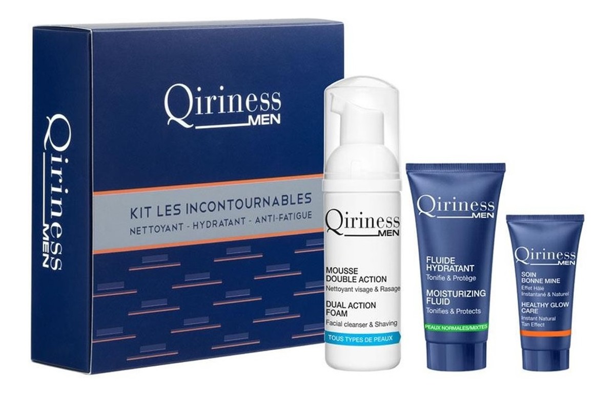 zestaw The Indispensables Kit Double Action Foam 50ml + Moisturizing Fluid 15ml + Healthy Glow Care 5ml