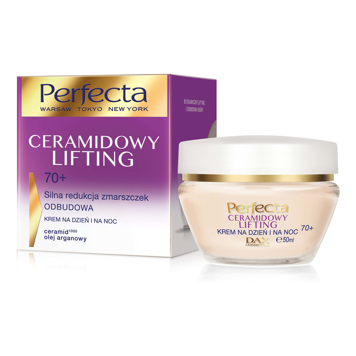 Perfecta Ceramidowy Lifting 70+ Krem Silna redukcja zmarszczek i odbudowa na dzień i na noc 50ml