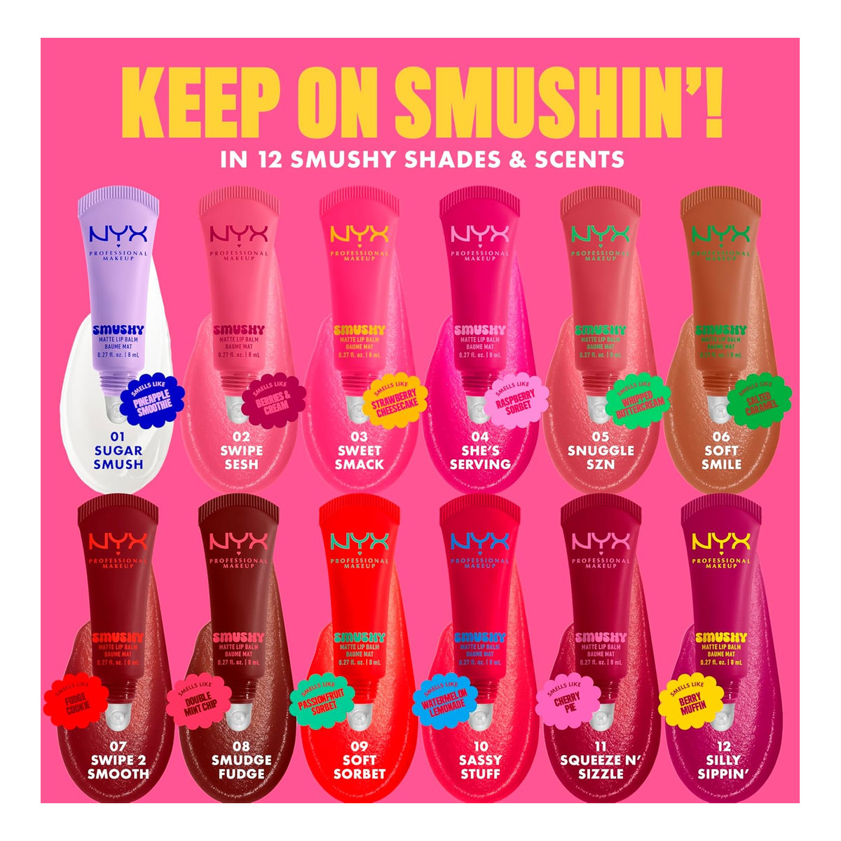 NYX Professional MakeUp Smushy Nawilżająco-matujący balsam do ust z pigmentem 8ml