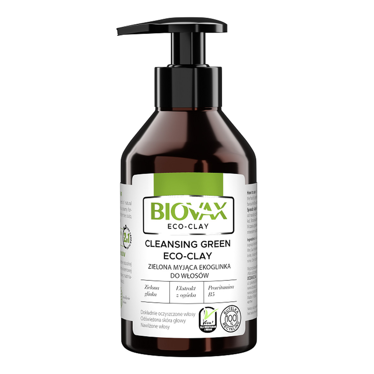 Biovax Eco-Clay Zielona Myjąca Ekoglinka do włosów 200ml