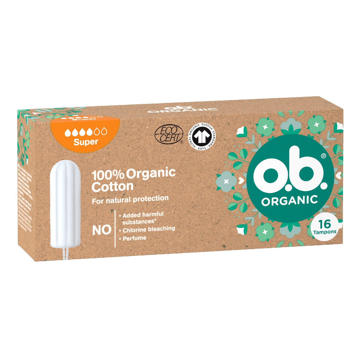 O.B. Organic Tampony Super - 100% Cotton 16szt