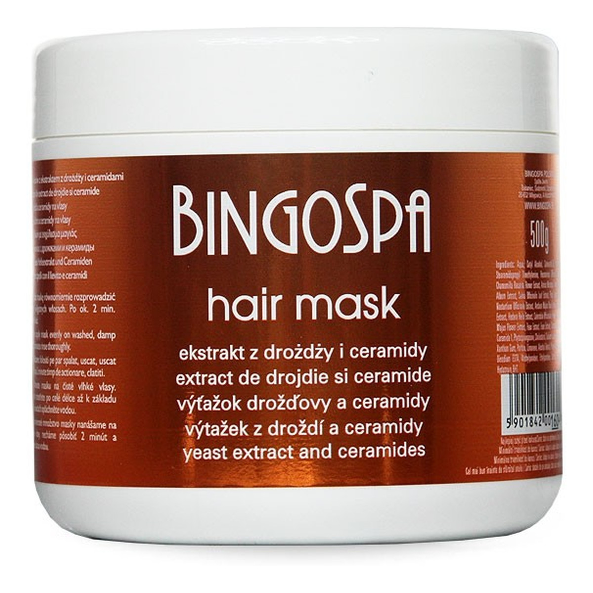 BINGOSPA Maska do włosów z ekstraktem z drożdży i ceramidami 500ml