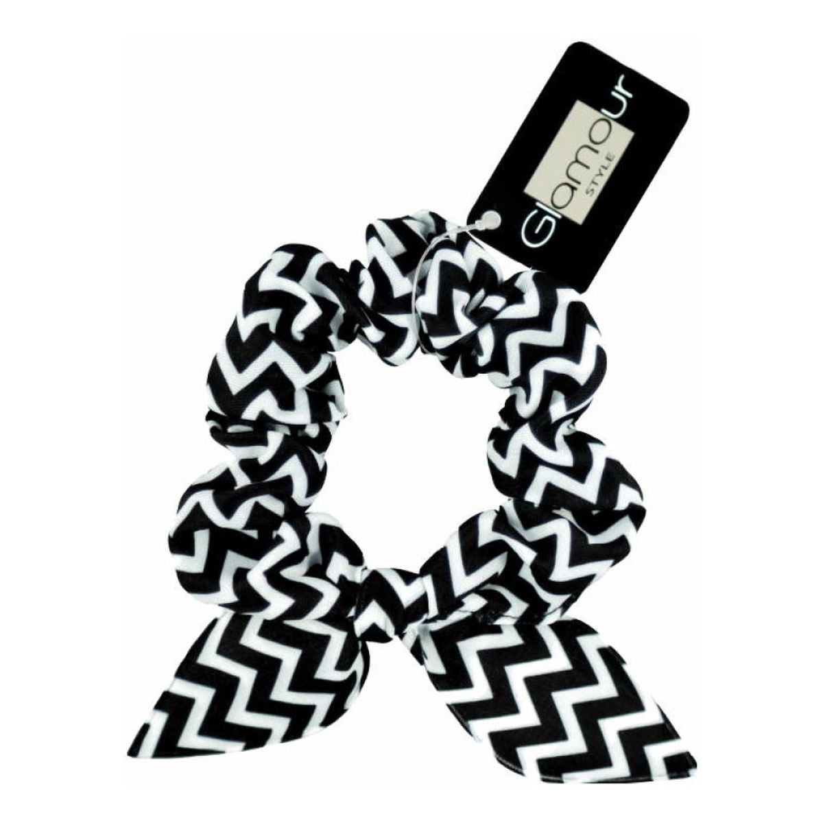 Glamour Zawijka scrunchie gumka do włosów Czarno-Biała