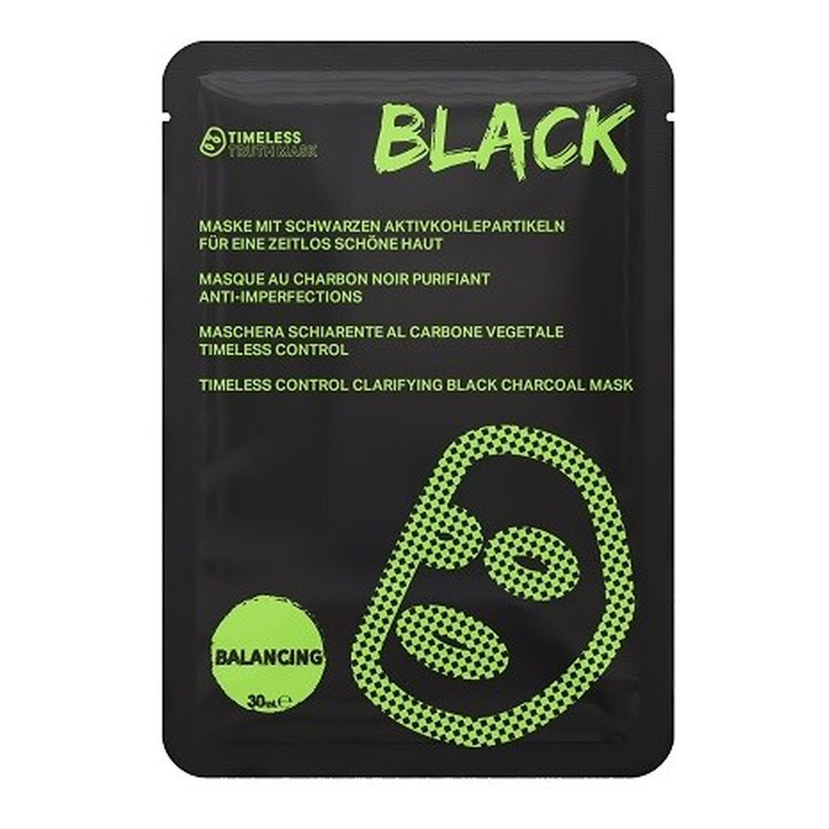 Timeless Truth Mask Black Charcoal Balancing oczyszczająca maska z węglem drzewnym 30ml