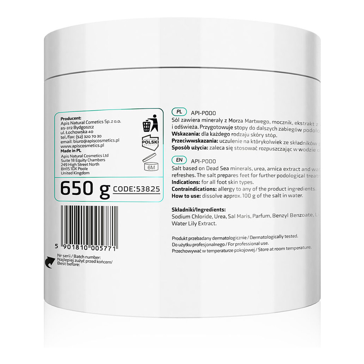 Apis Api-Podo sól zmiękczająca do stóp z mocznikiem 650g