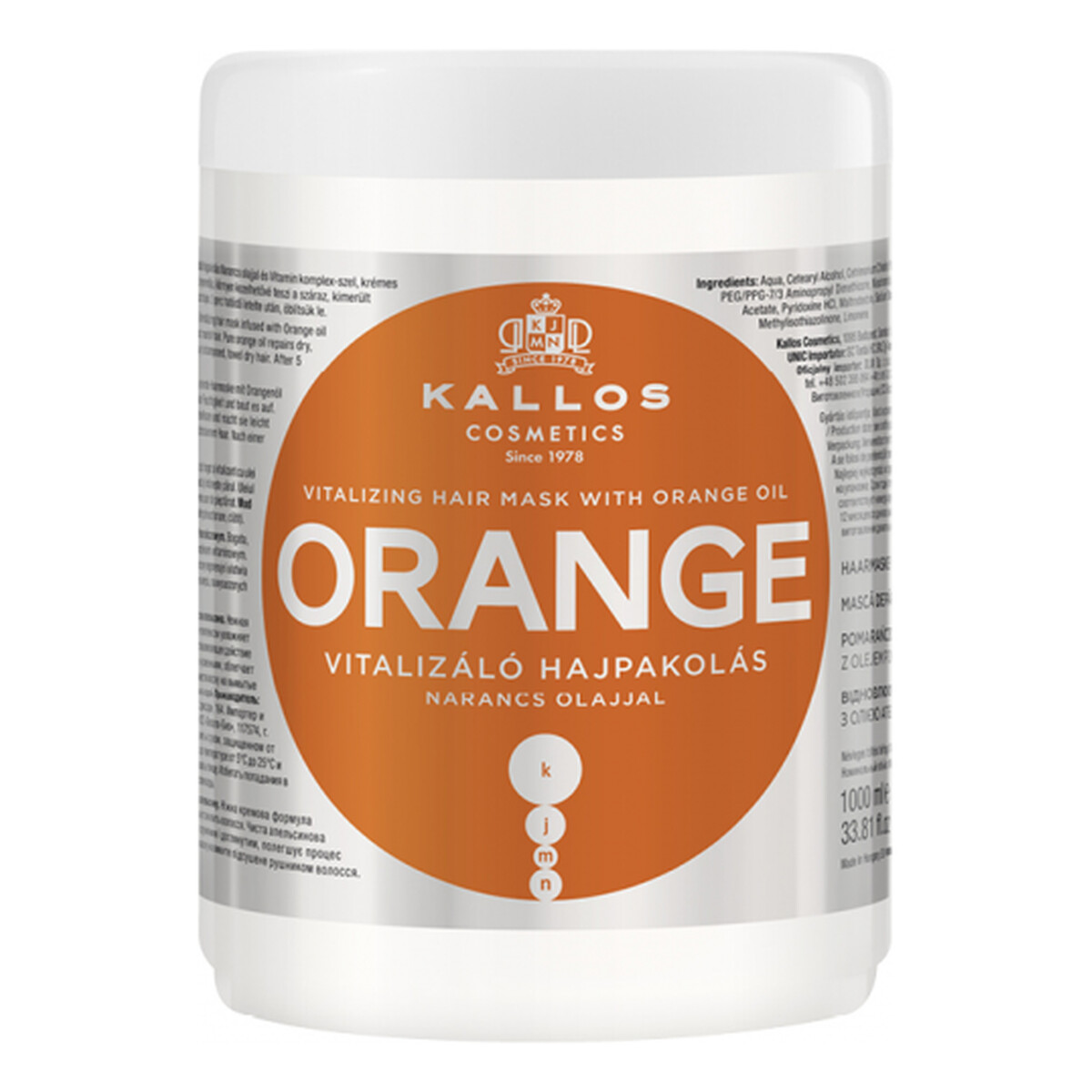 Kallos Orange Maska do włosów rewitalizująca z olejem pomarańczowym 1000ml