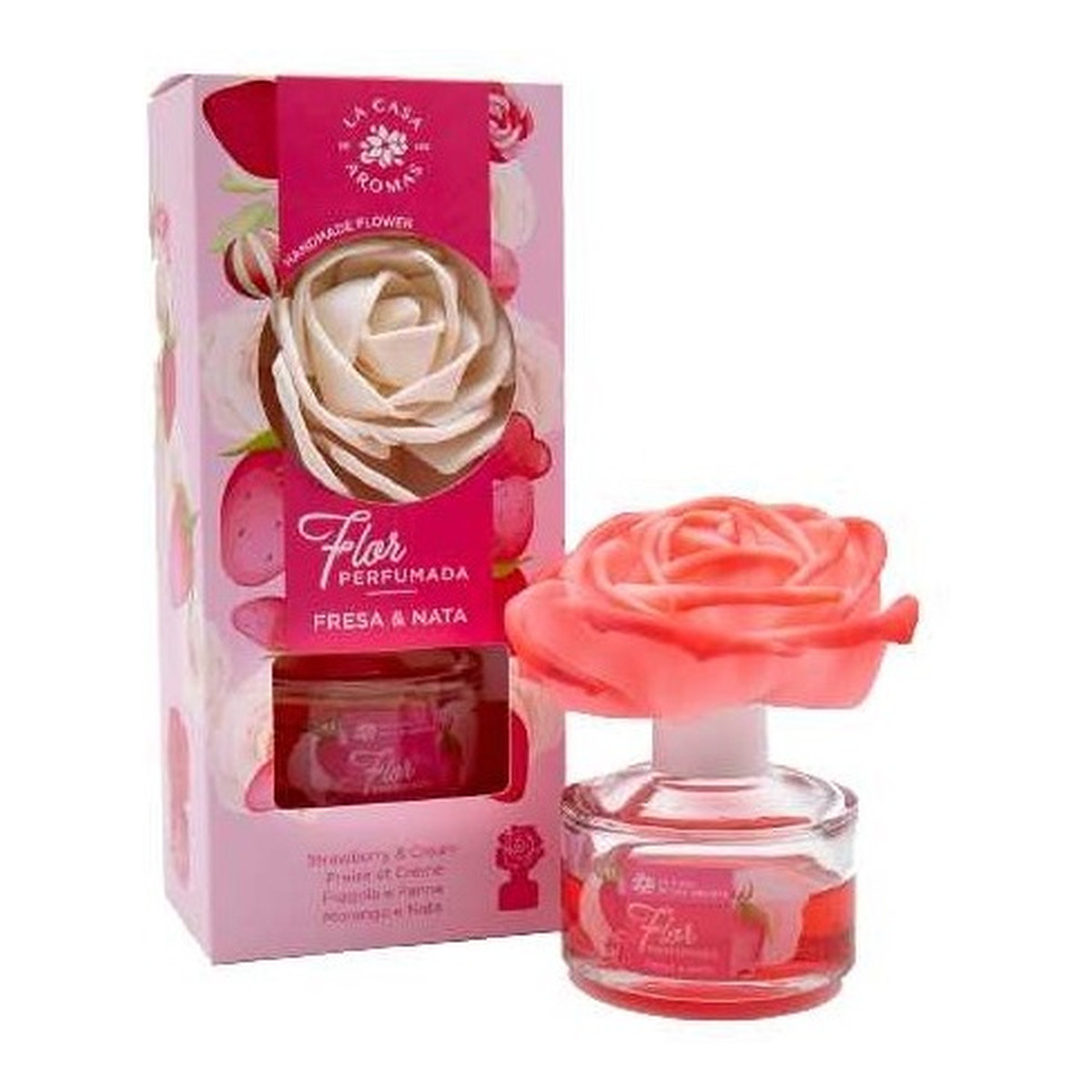La Casa De Los Aromas Flor perfumada dyfuzor zapachowy w formie kwiata truskawki i śmietana 65ml