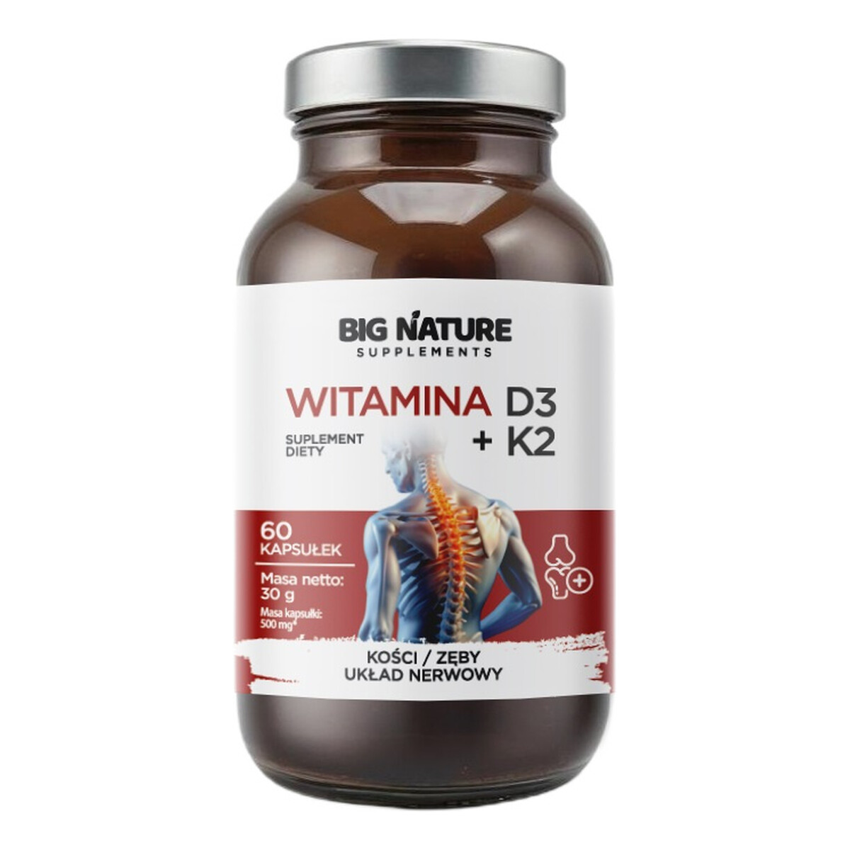 Big Nature Witamina d3 + k2 suplement diety 60 kapsułek