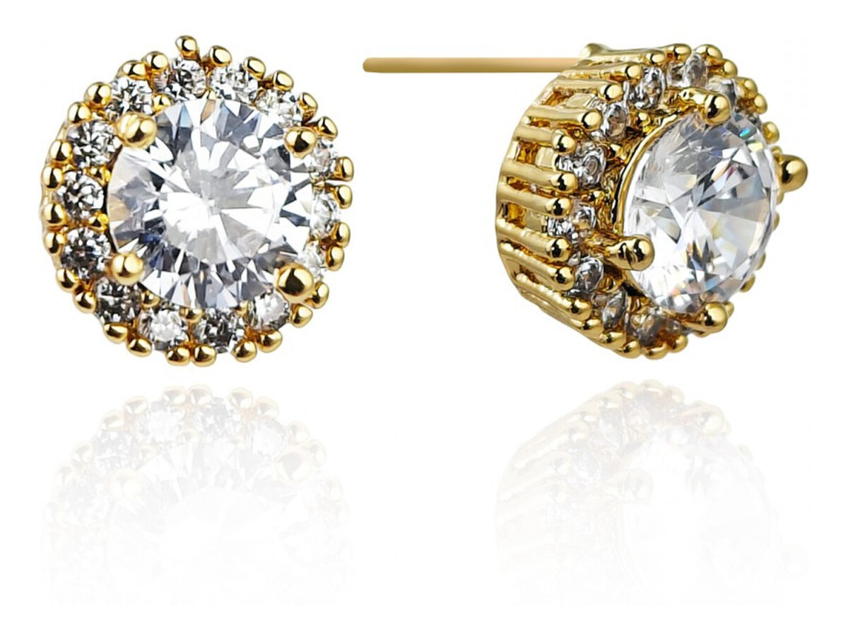 Kolczyki ze stali szlachetnej pozłacane 14k złotem, z cyrkoniami Kst2859