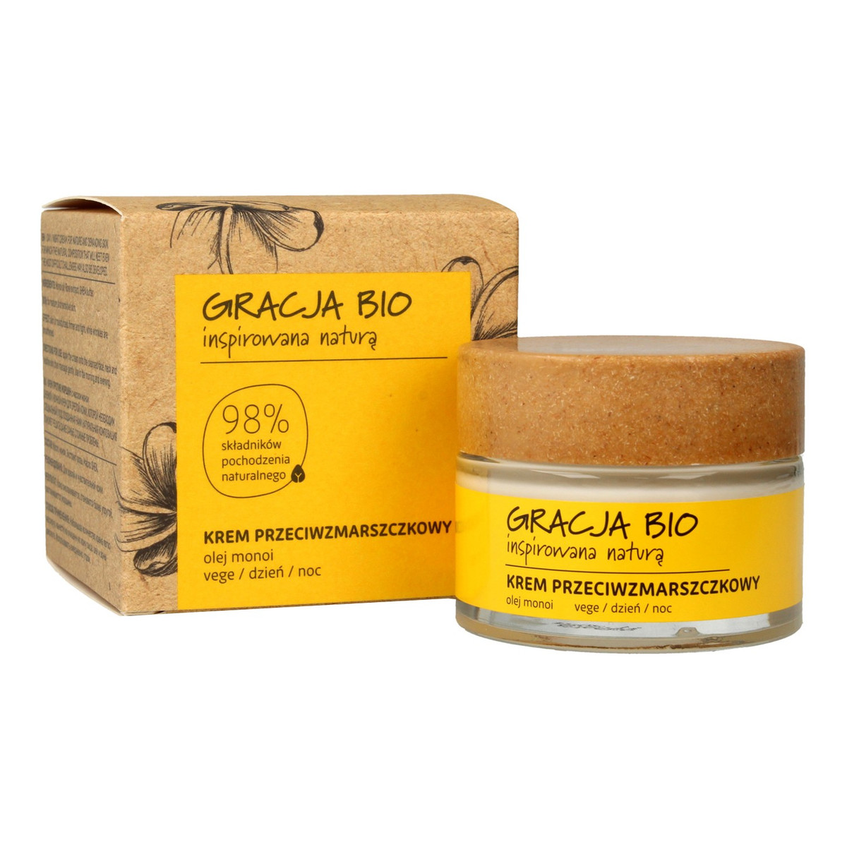 Gracja Bio krem przeciwzmarszczkowy do twarzy z olejem monoi na dzień i na noc 50ml