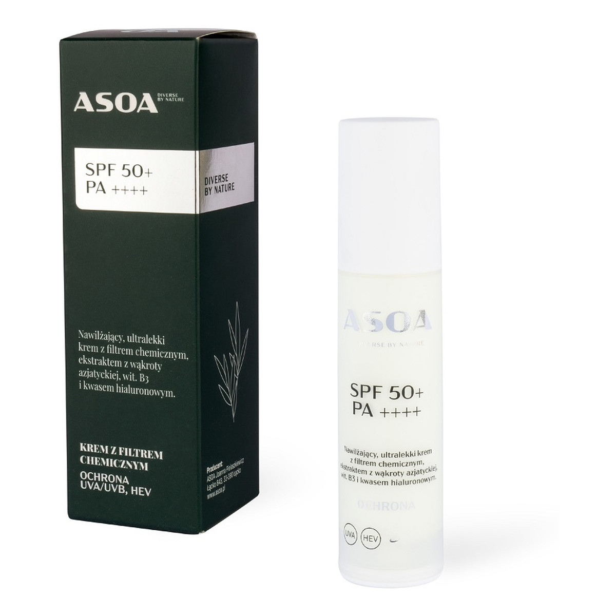 Asoa Krem z filtrem SPF50+ PA++++ 50ml