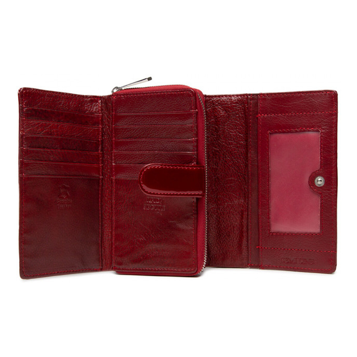 Semi Line Portfel damski skórzany Bordowy P8229-2