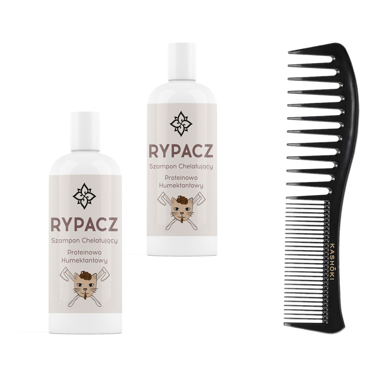 Sahara Rypacz - szampon chelatujący proteinowo-humektantowy 2x250ml + Kashoki Grzebień uniwersalny