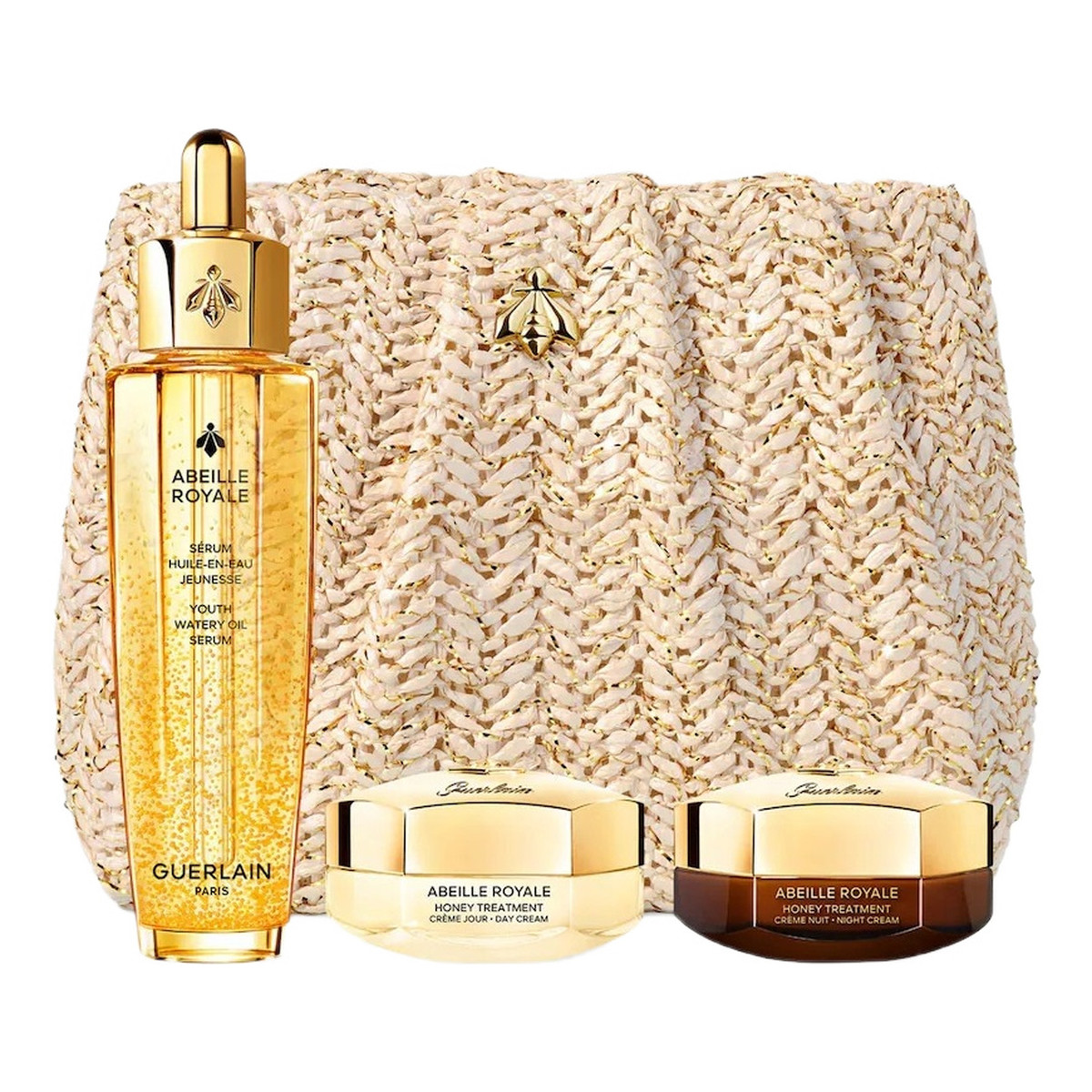 Guerlain Abeille Royale Youth Watery Oil Serum Zestaw serum do twarzy 50ml + krem na dzień 15ml + krem na noc 15ml + kosmetyczka
