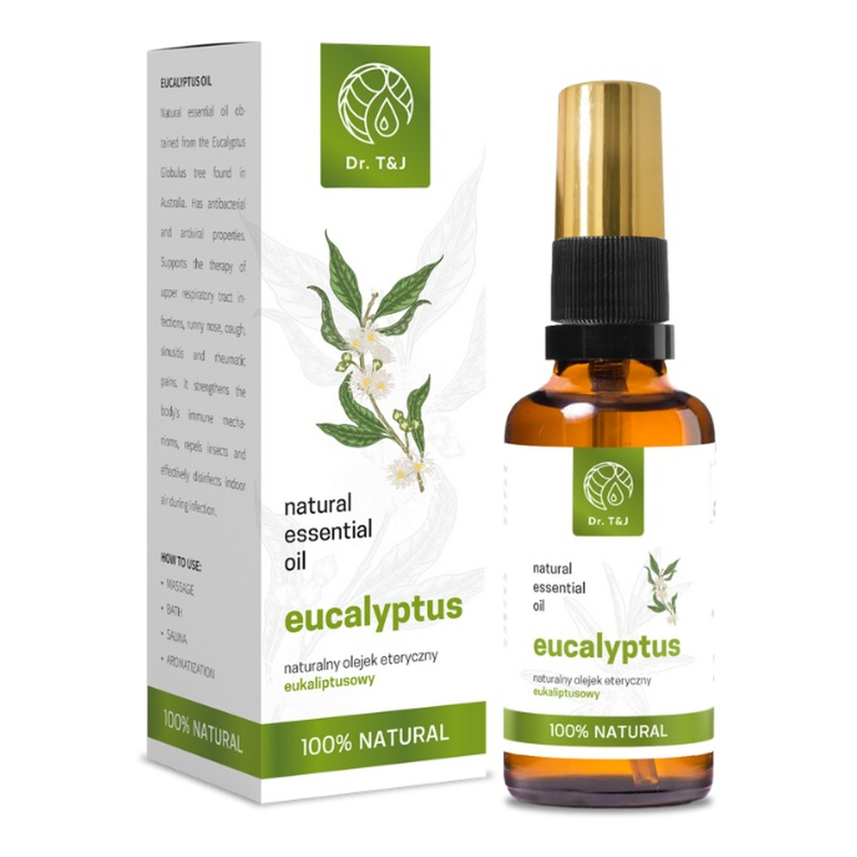 Dr. T&J Natural Eucalyptus Essential Oil naturalny olej eteryczny eukaliptusowy 50ml