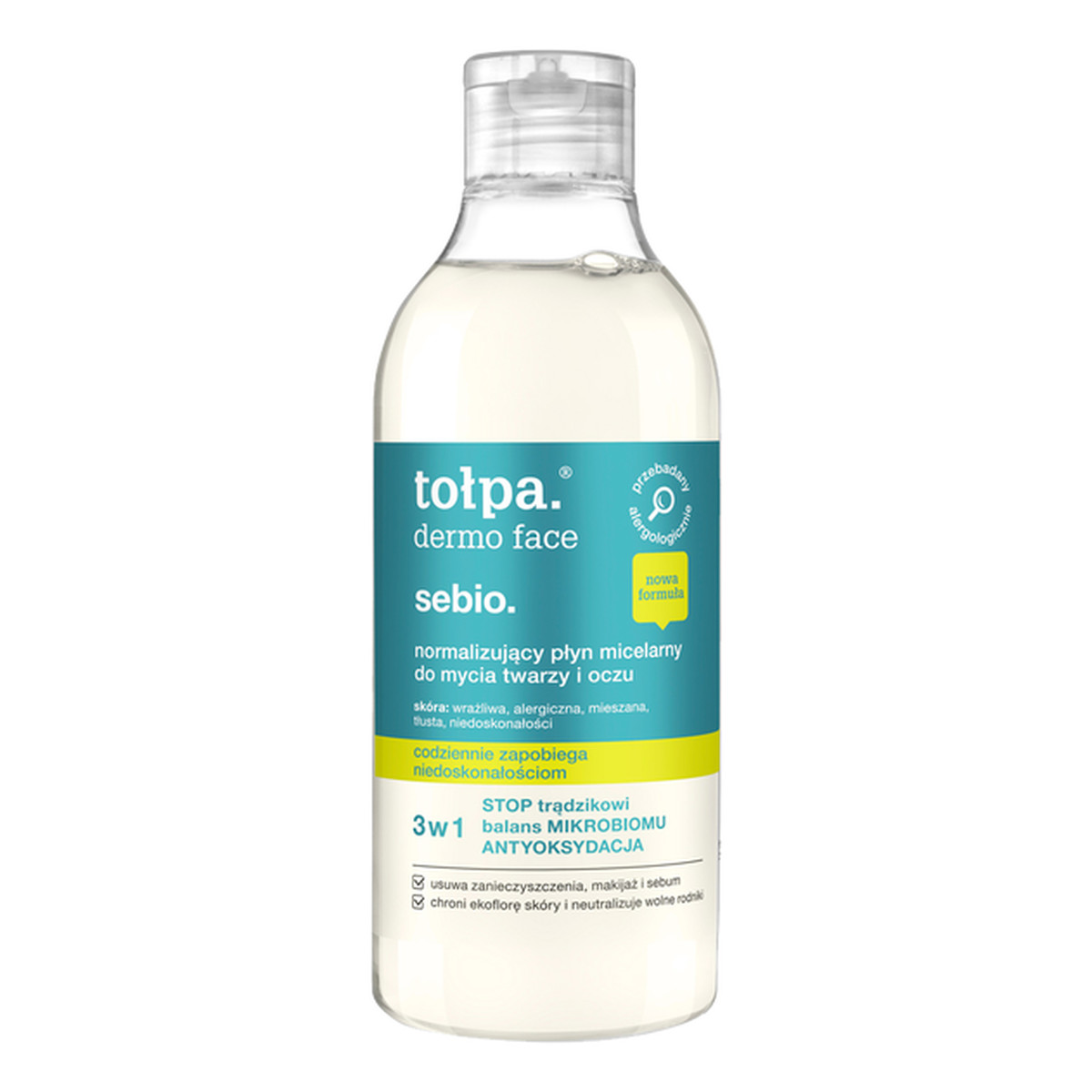 Tołpa dermo face Sebio normalizujący płyn micelarny do mycia twarzy i oczu 400ml